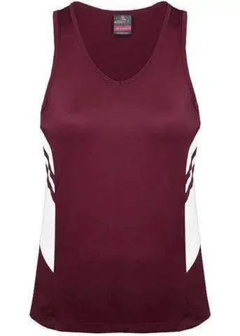 Aussie Pacific Ladies Tasman Singlet 2111 Casual Wear Aussie Pacific Maroon/White 4